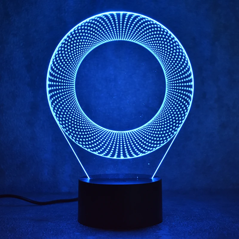 

Novelty 3D LED Visual Colorful Light Fixture USB Creative Table Lamp Bedside Baby Sleeping Night Light Ring Circle Lamp Kid Gift