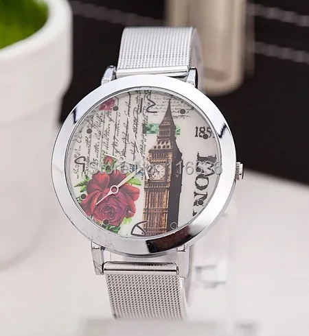 Высококачественные женские часы с металлическим ремешком эйфелева башня лондон