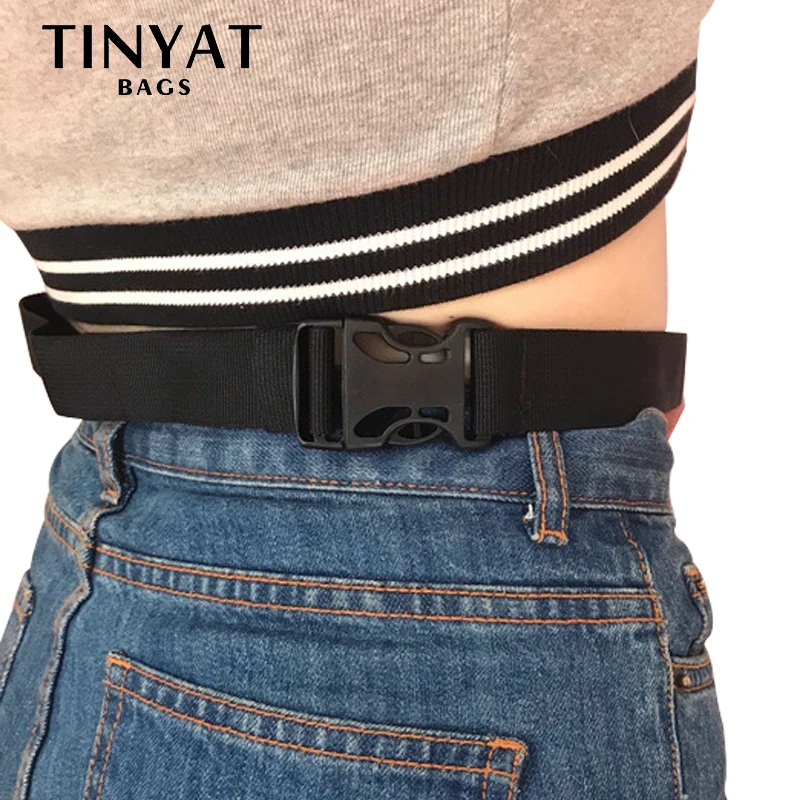 Холщовая поясная сумка TINYAT повседневная унисекс с карманами на плечо талию бедра