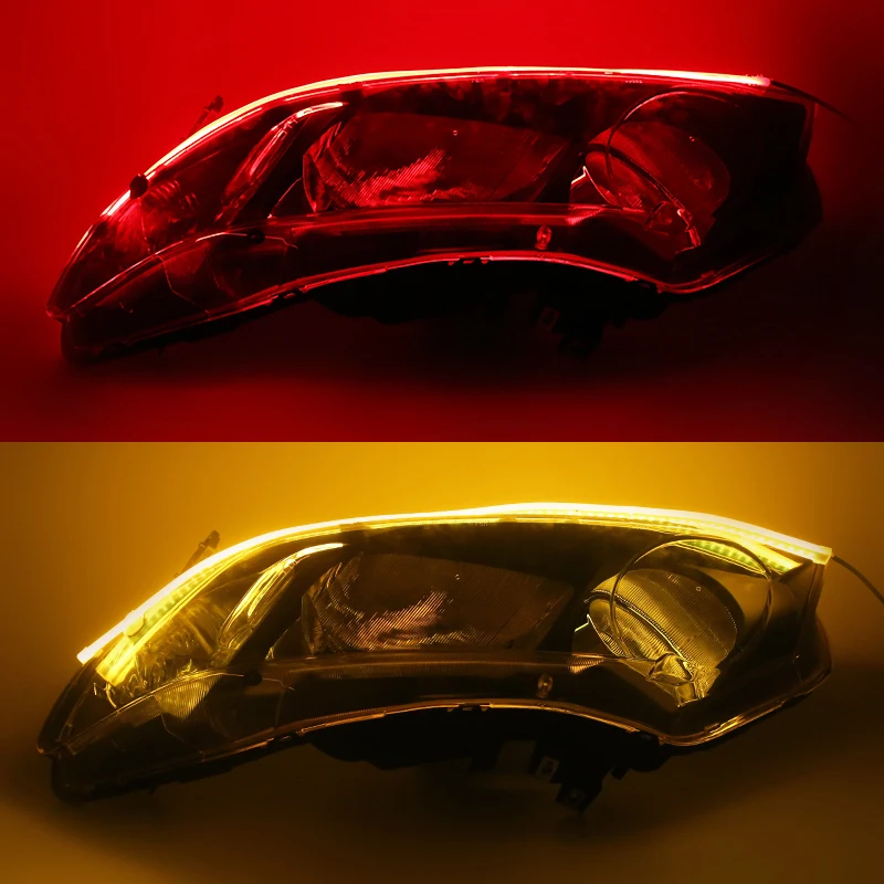 Red turn Yellow 2 шт./компл. 30 см x 45 см/60 см Гибкая дневные ходовые огни Led Габаритные огни указатель поворота газа фары в сборе лампы авто тюнинг - Цвет: Red turn Yellow