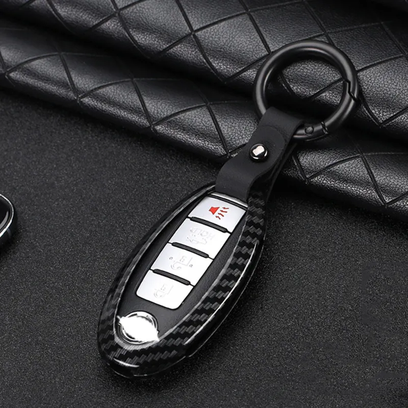 A-carbon black Полный защитный чехол для ключей автомобиля, удобный, тактильный, высокоподходящий, оцинкованный сплав для Nissan Infiniti QX50 Q50L Q60 Q70 QX6 - Название цвета: A-carbon black