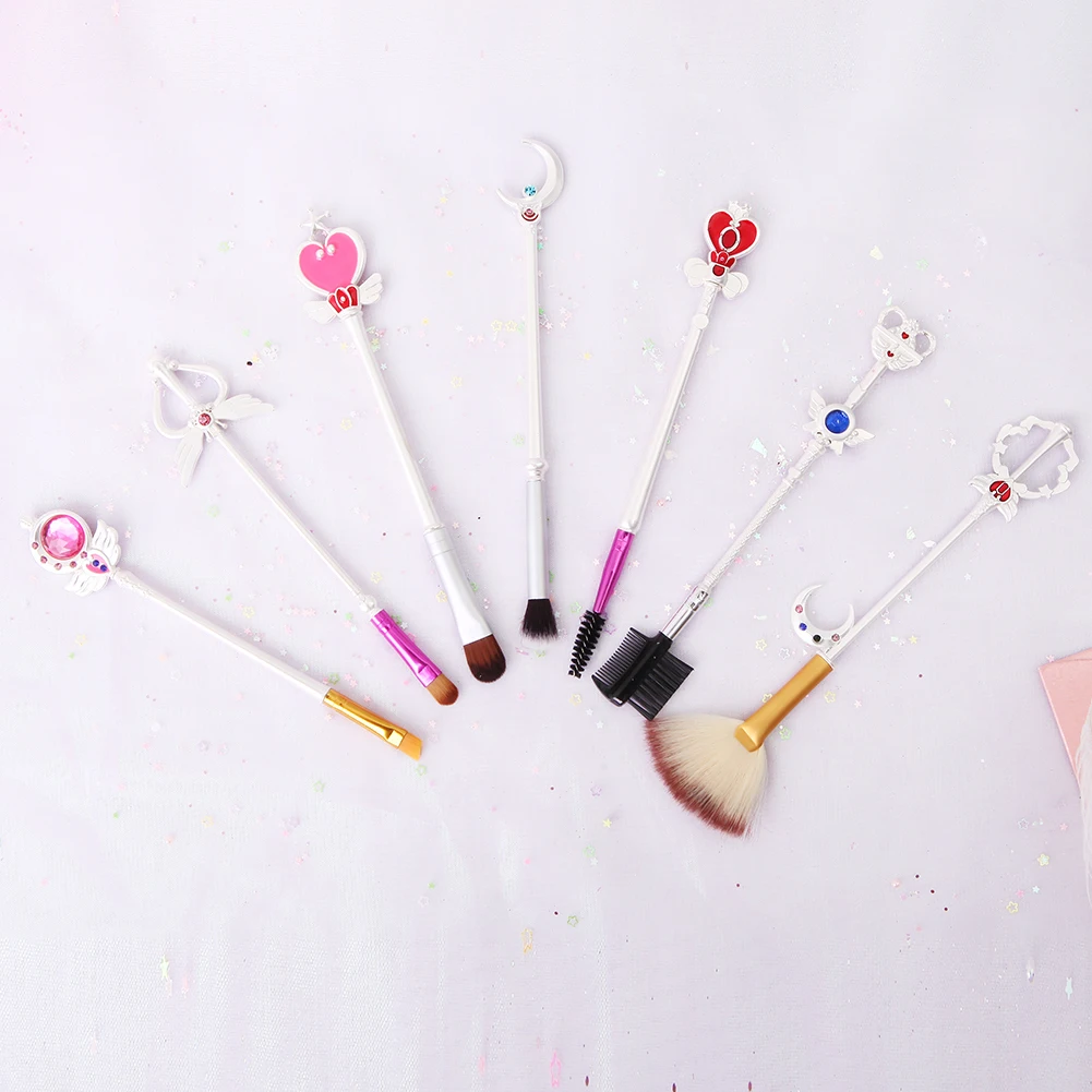 BBL 7 шт Аниме Сейлор Мун серебряные кисти для макияжа Cardcaptor Sakura Wands основа консилер