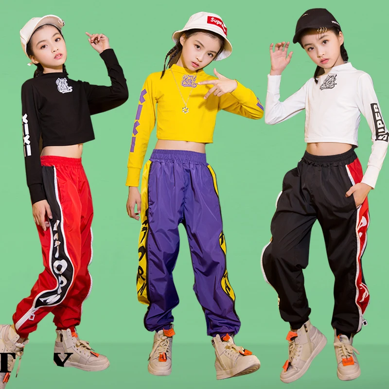 Костюмы в стиле хип хоп для девочек Корейском с принтом Midriff baring детская одежда