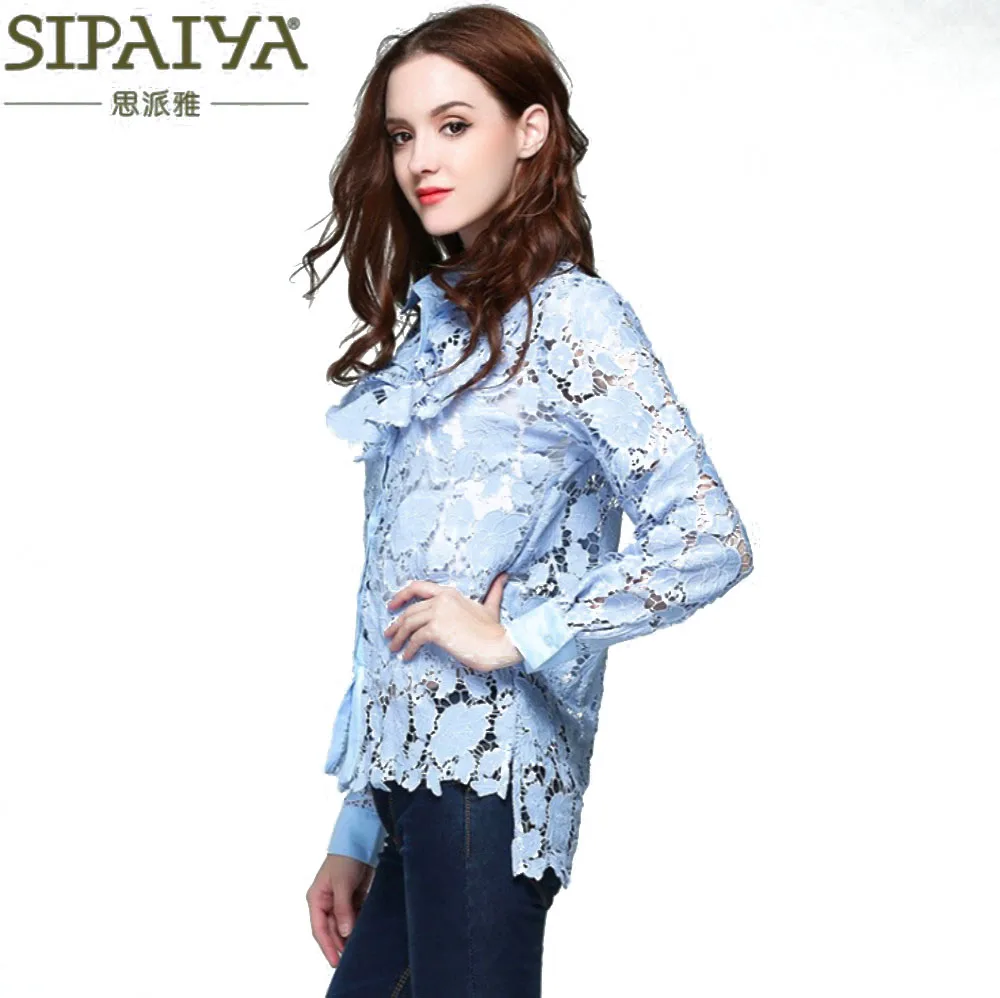 Женская кружевная блузка черная синяя для вечеринок 2018|party shirt|lace blouseblouse runway |