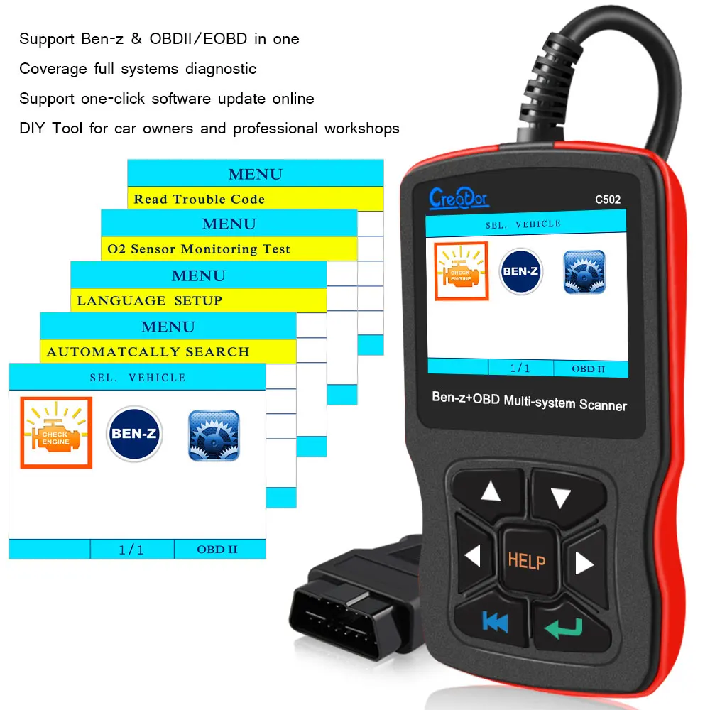 Новый автомобильный диагностический инструмент CREATOR C502 OBD2 сканер для Mercedes Benz W211