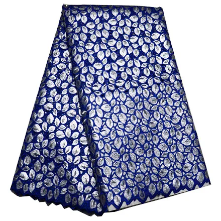 royal blue 5 ярдов/шт) Высококачественная Королевская Синяя африканская ажурная органза, кружево ткань с блестками лист emrboidery для большого платья партии OP014 - Цвет: royal blue