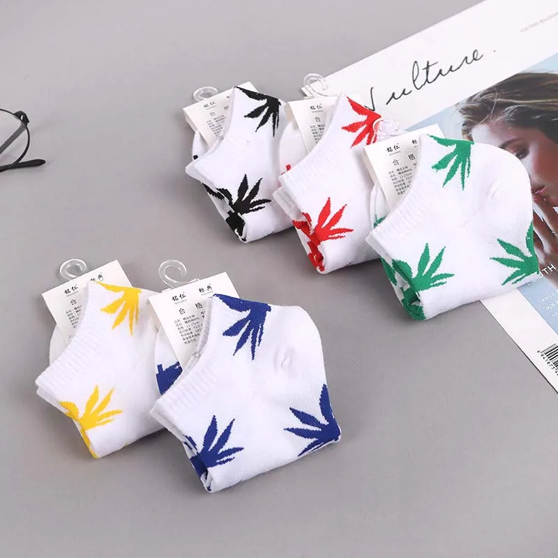 Модные мужские Короткие Носки с рисунком кленового листа для отдыха удобные