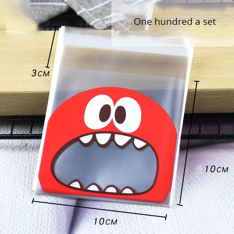 100 шт. милый большой пасть чудовища пластиковый пакет для печенья на день