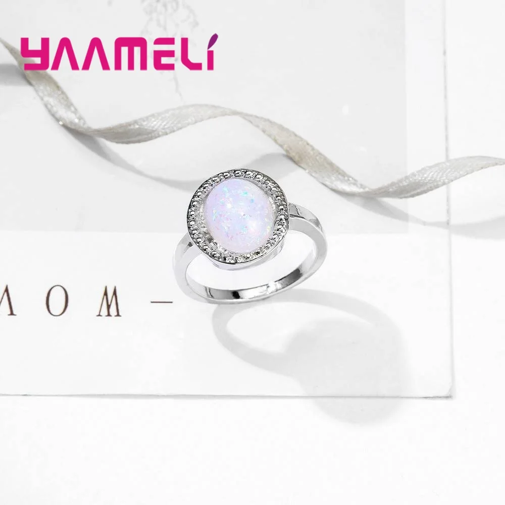 Модные овальные кольца с большим огненным опалом для женщин 925 Чистое дешевое