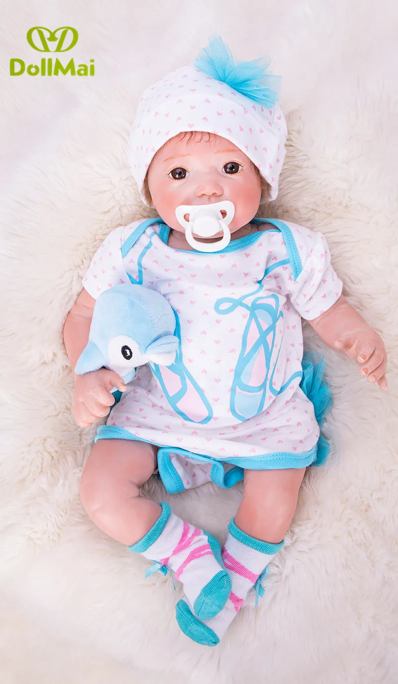 50 см силиконовые куклы Reborn DOLLMAI 20 &quotсиний костюм мальчик мягкое тело высокое