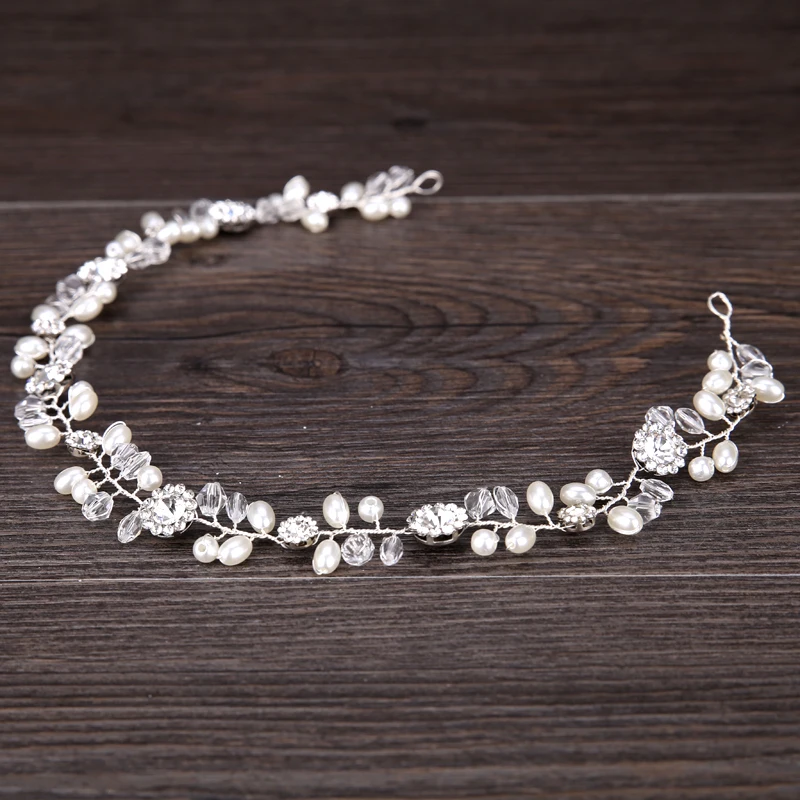 Женская Жемчужная Повязка на голову серебристые стразы ободки для невесты