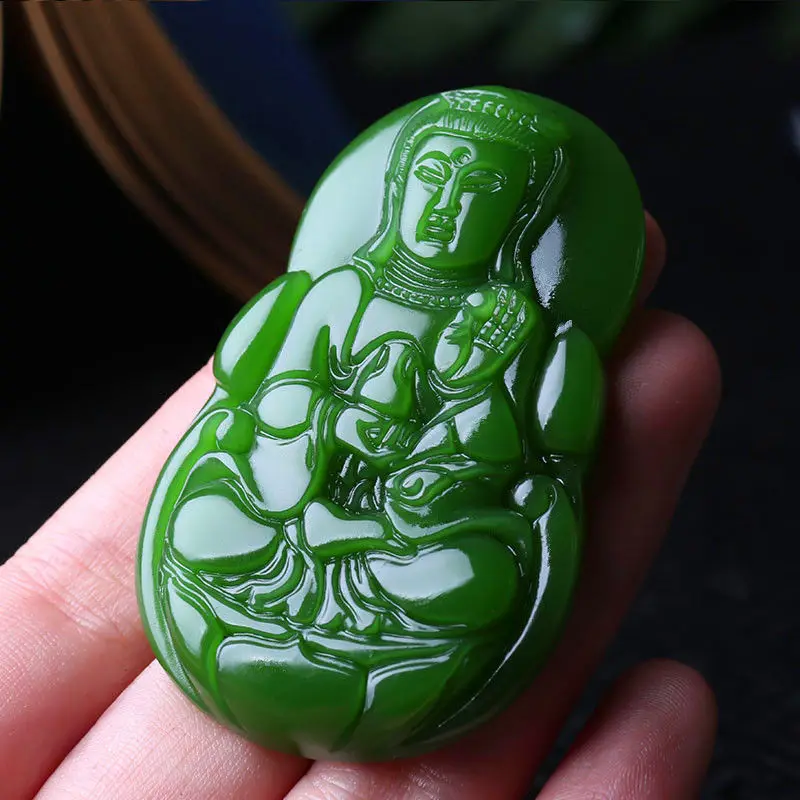 Koraba изысканные ювелирные изделия натуральный зеленый ручной резной китайский