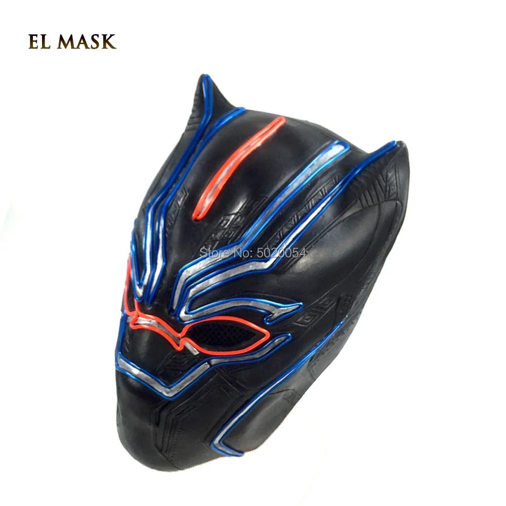 Популярные черные Пантеры светящиеся EL маски костюм супергероя для косплея