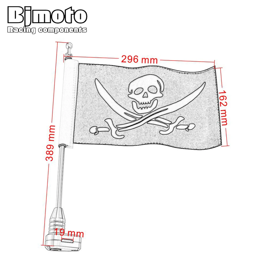 

BIMOTO Motorcycle Luggage Rack Rear Side Mount Flag Pole for Honda Goldwing GL1800 GL1500 GL1200 2001-2011 Rear Tail Stand