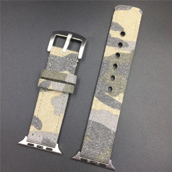 silverconnect yellow Ретро армейские камуфляжные часы с ремешком из полотна для Apple Watch 4 3 2 1 открытый спортивный ремешок для часов для iWatch Band 38 м 40 мм 42 мм 44 мм - Цвет ремешка: silverconnect yellow
