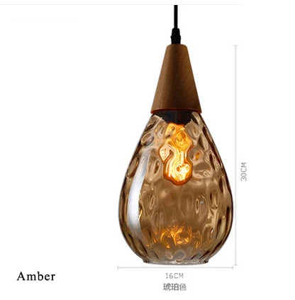 amber e27 Эдисона Постмодерн Стеклянные Железные Деревянные Минимализм Светодиодные Лампы.Светодиодные Светильники Люстры Подвесные.Светильники Подвесные Светильники.Подвесной Светильник.Освещение Для Столовой,Фойе - Цвет корпуса: amber