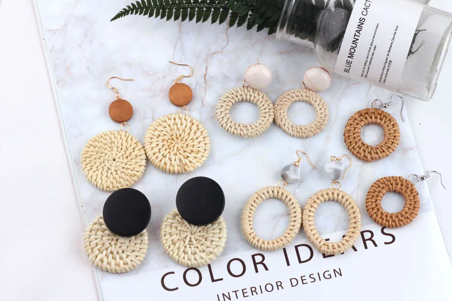 Корейская Геометрическая большая круглая плетеная солома ручной работы из