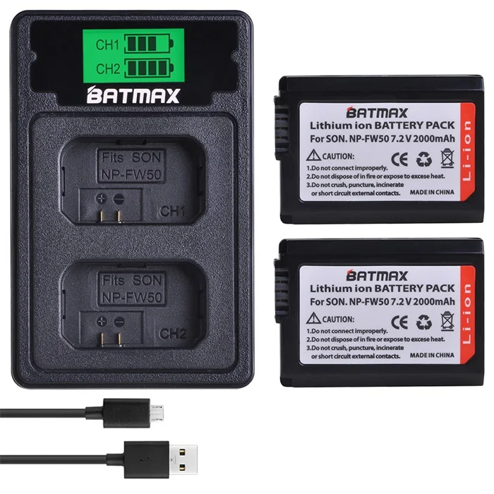 2 Battery set 2 шт. NP-FW50 NP FW50 FW50 Батарея+ ЖК-дисплей USB Dual Зарядное устройство Тип C Порты и разъёмы для sony NEX-7 NEX-5R NEX-F3 NEX-3D Alpha a5000 a6000 a7II - Цвет: 2 Battery set