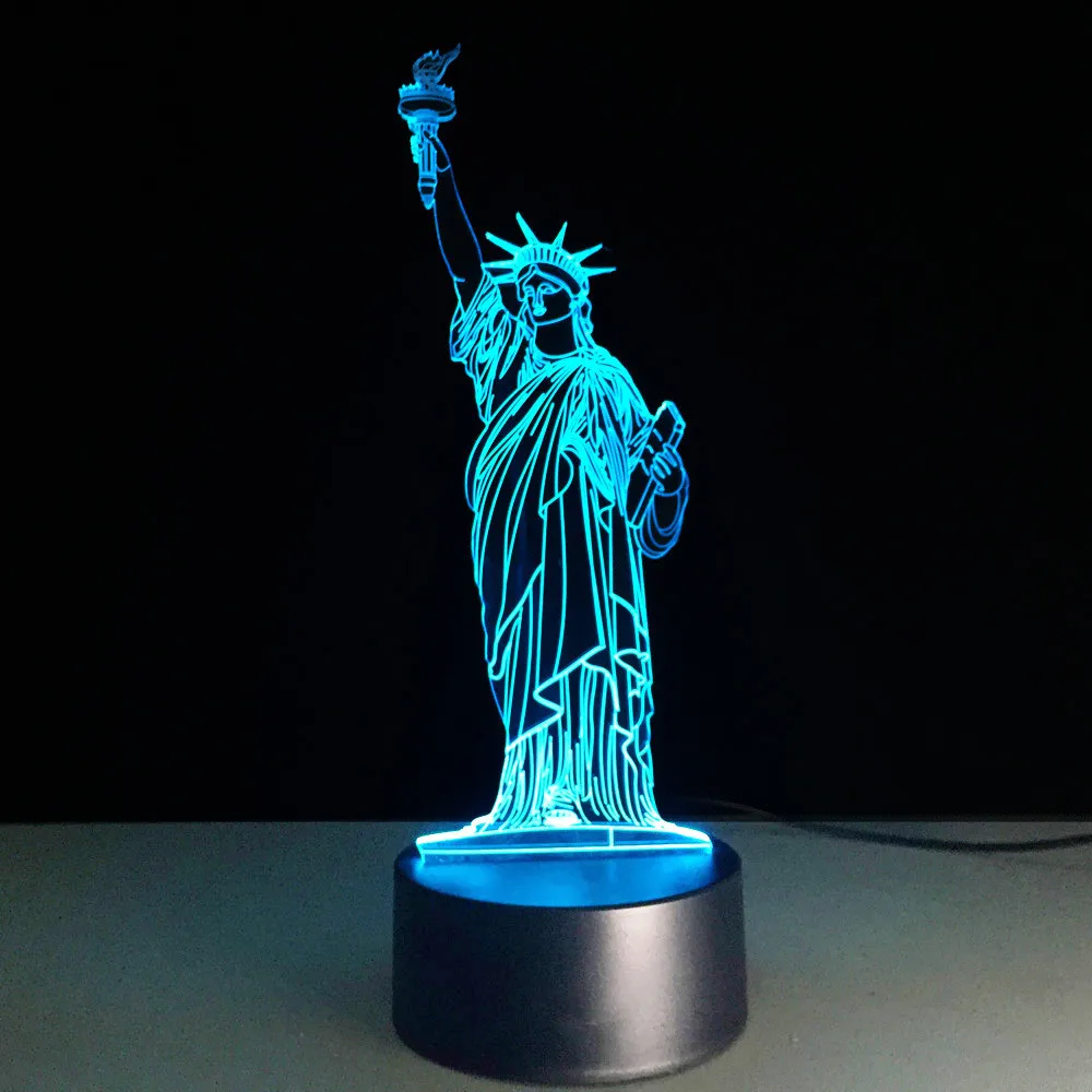 

Creative Baby Night Lights 3D LED Statue Of Liberty Table Lamp 7 Color Change Bedroom Bedside Sleeping Light Fixture Xmas Gifts