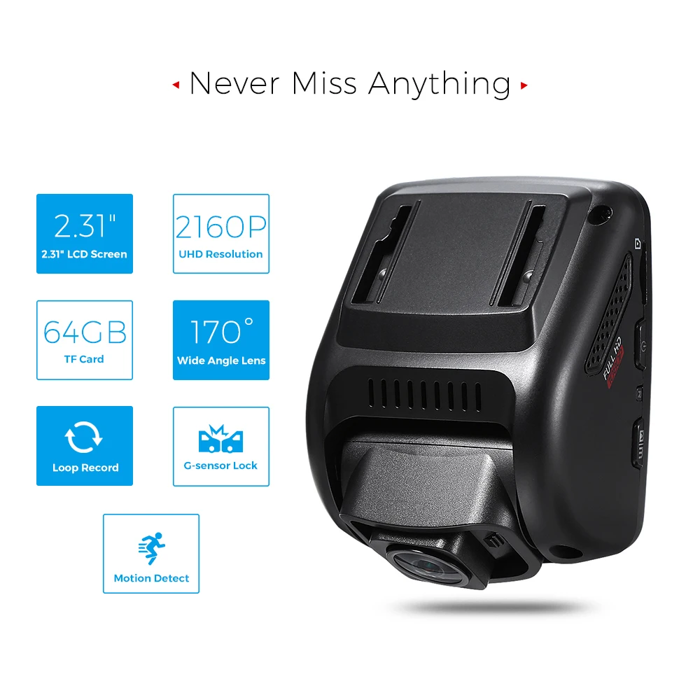 Видеорегистратор 4k с двумя камерами для переднего и заднего вида двойной Full HD 1080 P