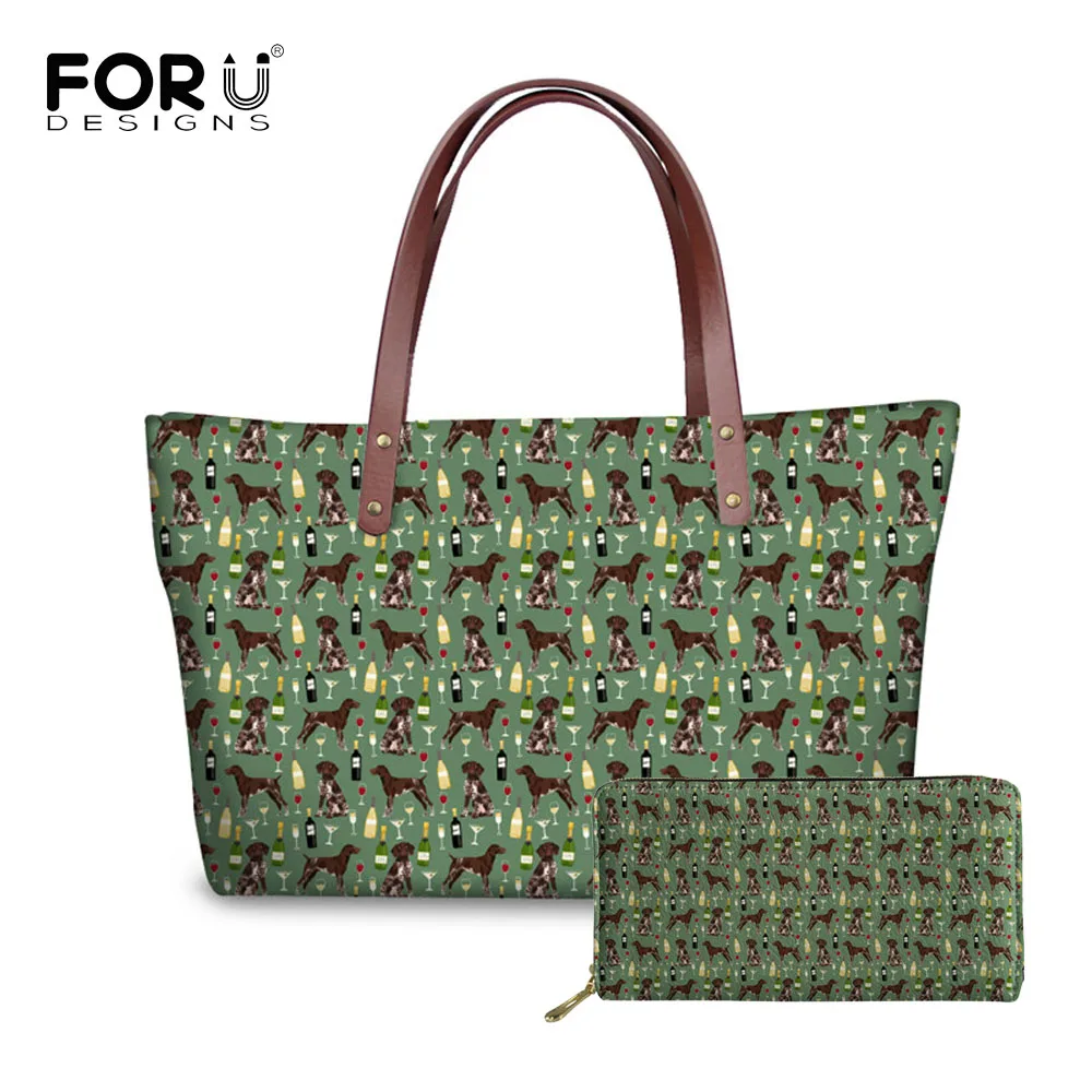 

FORUDESIGNS/короткие волосы узор 2 шт./компл. сумки в руку, женские сумки, дизайнерские, кожаный кошелек, сумочка для девочек Повседневная винтажна...