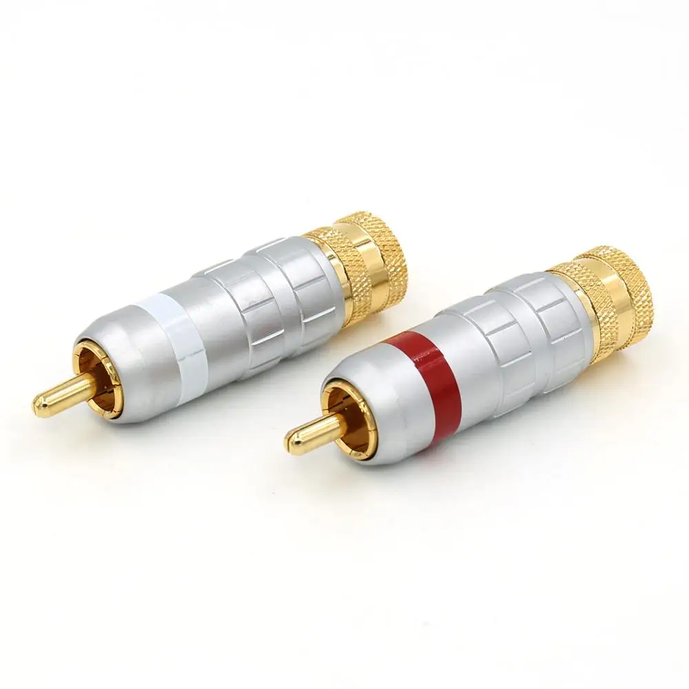 4 шт. Позолоченный разъем RCA штекер переходник соединитель для видео и аудио