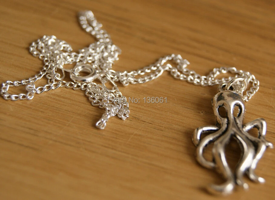 Винтажное серебряное Осьминог Тигр Ангел гиппокамп башня компас листья Крест