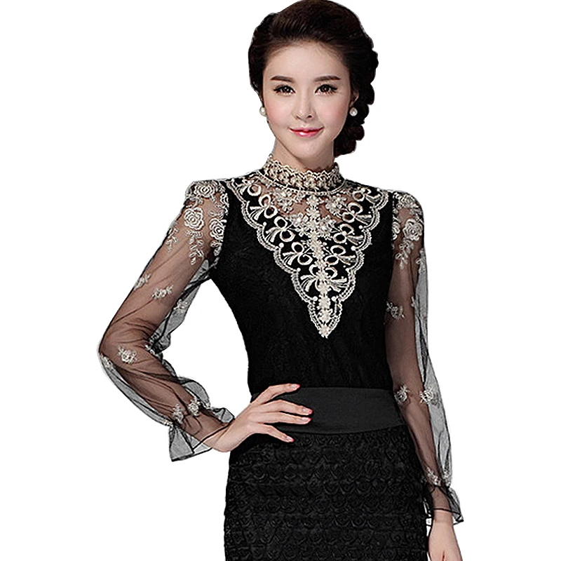 Trytree 2019 лето осень женская блузка Повседневная Вышивка и Бисероплетение