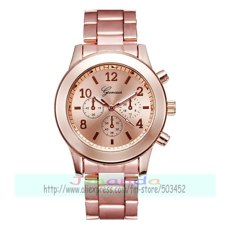 rose gold 100 шт/лот Geneva брендовые любовные часы Стильные повседневные часы сплав золотого цвета кварцевые часы модные, Geneva женские часы - Цвет: rose gold