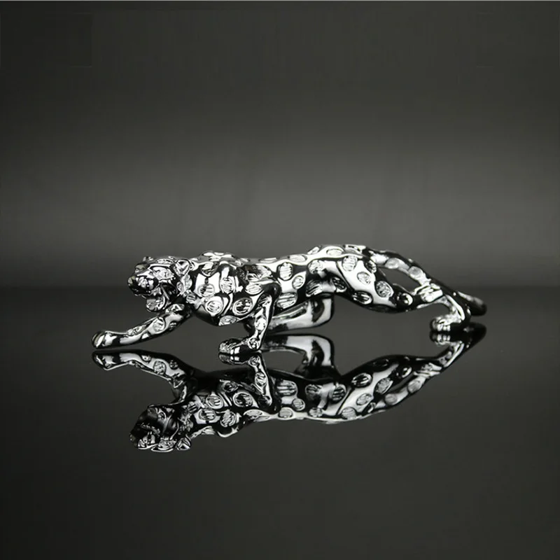 19cm Silver Автомобильные украшения, фигурка леопарда, классный Авто Декор, интерьер автомобиля, приборная панель, изделия из смолы, украшение дома, аксессуары, подарок - Название цвета: 19cm Silver