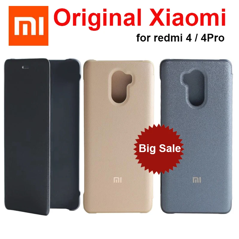 Оригинальный флип чехол для Xiaomi Redmi 4 Pro из искусственной кожи + ПК защита телефона