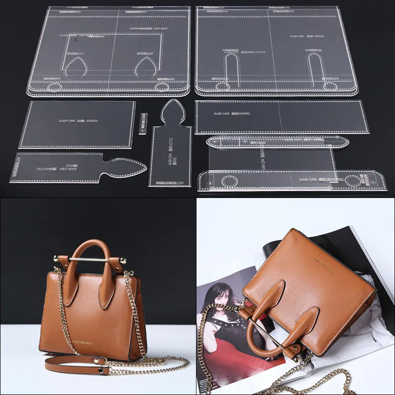 

1Set DIY Leather Sewing Bag Stencil Acrylic Leather Template Lady Handbag Shoulder Bag Sewing Pattern 29.5*24*10cm