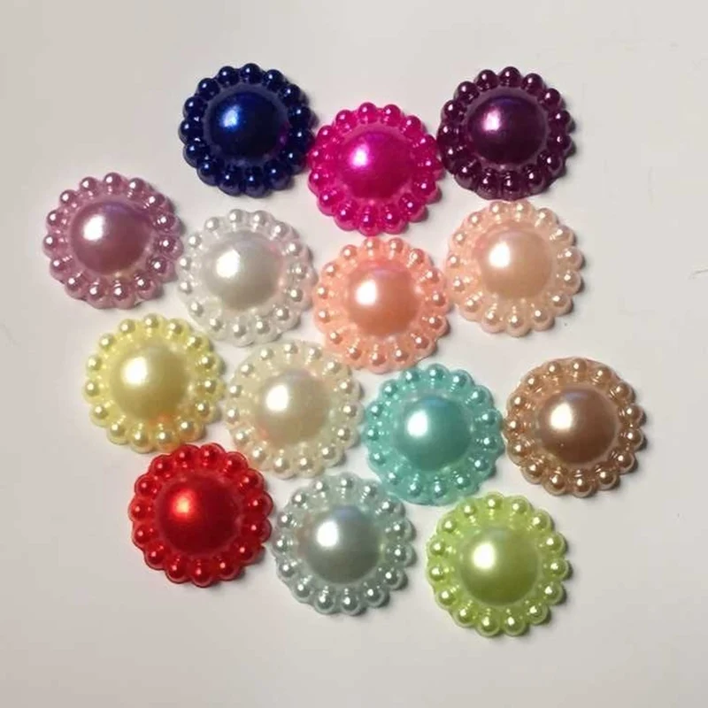 100 шт./лот 12 мм Смешанные половинки пластиковый Подсолнечник жемчуг Камни ремесло