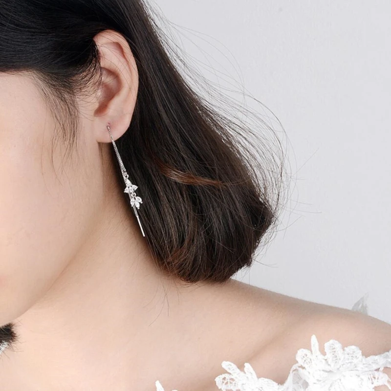 Женские серьги подвески из серебра 925 пробы с гипоаллергенной