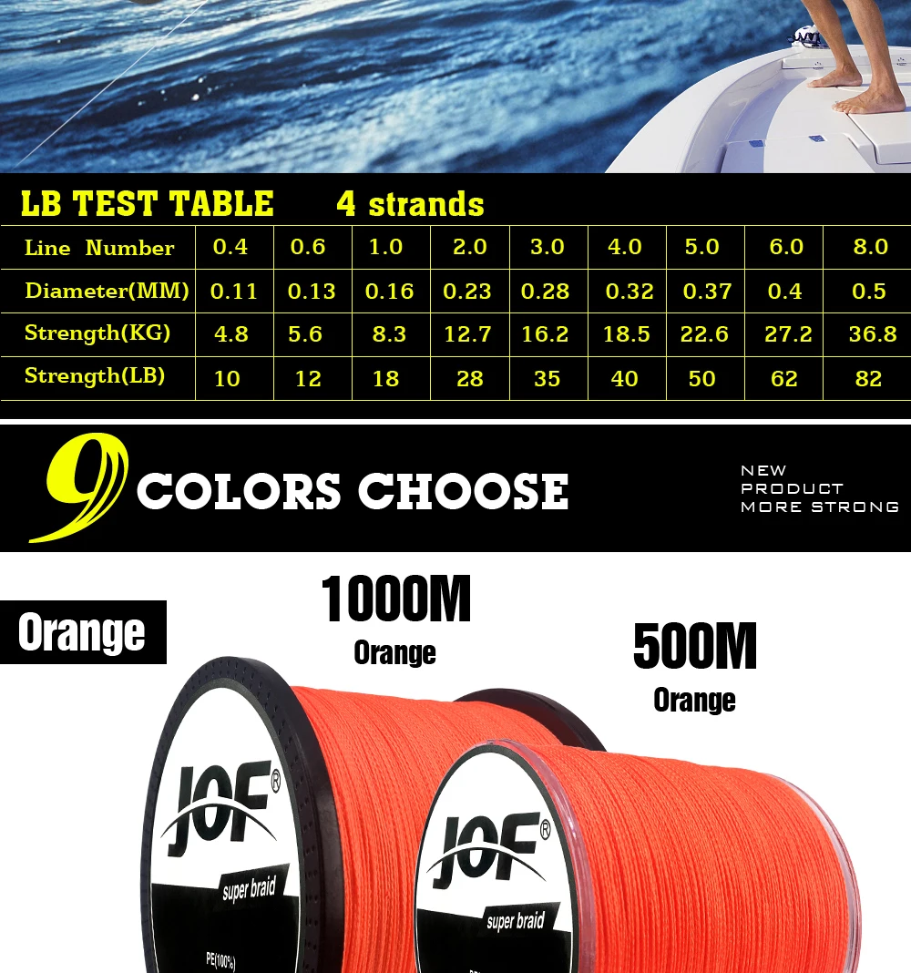 JOF леска серая PE 100 м 150 м 300 м 500 м 1000 м 4 нити Pesca плетеная леска для ловли карпа 10LB-82LB