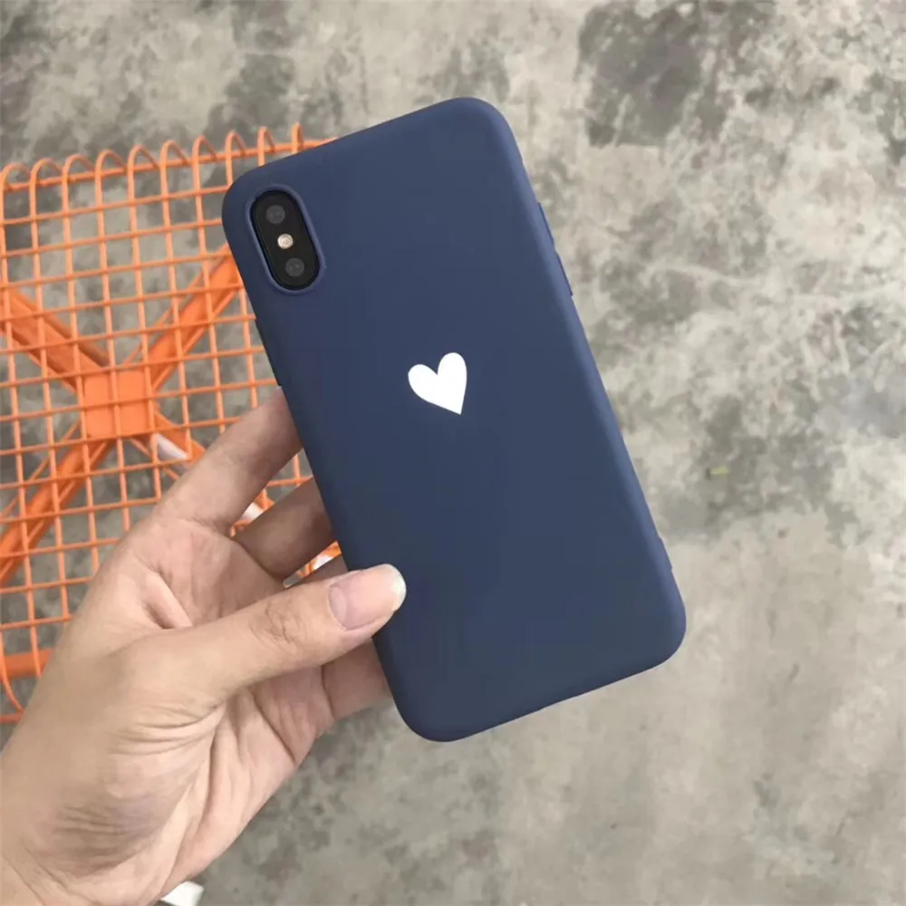 Модные Карамельный цвет мягкий чехол для iPhone X XS MAX XR сердце любовь Painted Graphic пара