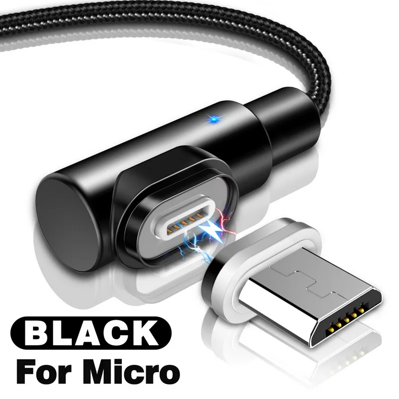Магнитный кабель GETIHU 2.5A для быстрой зарядки iPhone XS samsung Micro usb type C Quick Charge 3,0 Магнитный шнур для зарядки и передачи данных - Цвет: For Micro Black