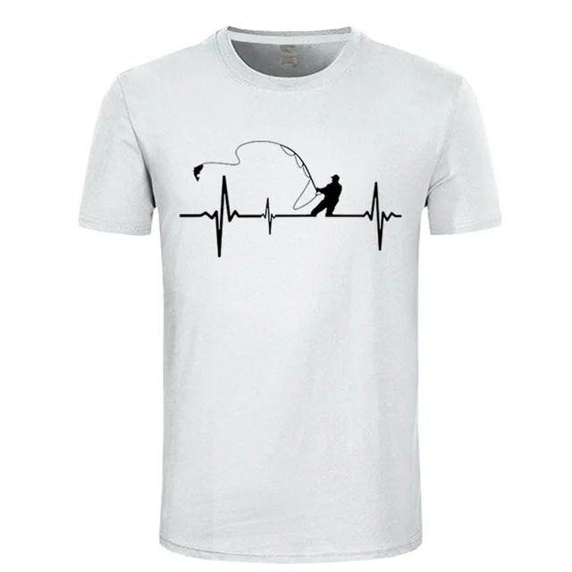Birthday Gifts For Dad Him Father Fishinger Heartbeat Funny T Shirt Fish Accessories Present Custom T-Shirt Men Fisherman | Мужская