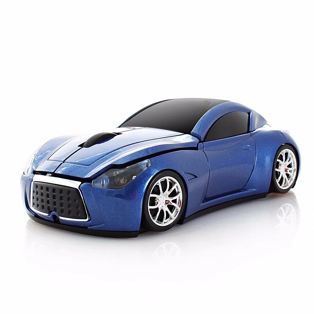 Беспроводная компьютерная мышь в форме автомобиля мини 3D эргономичная компьютерная игровая мышь Mause оптическая Usb детская Подарочная светодиодный мышь для ноутбука Macbook - Цвет: Синий