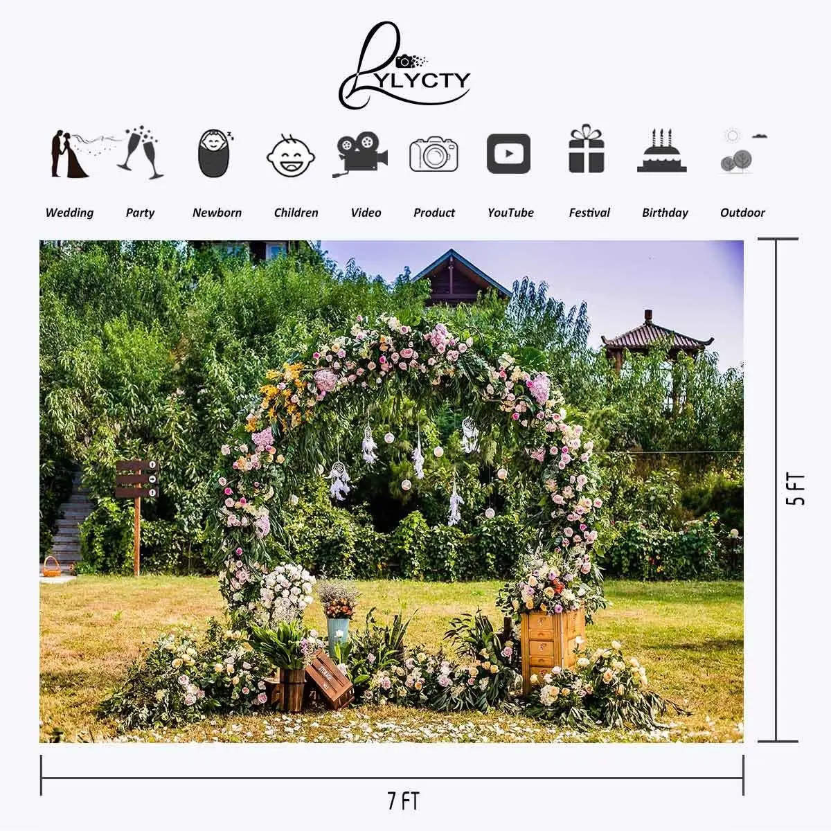 7x5ft венок Арки Фон для пикника реквизит фотосъемки|Аксессуары фотостудии| |