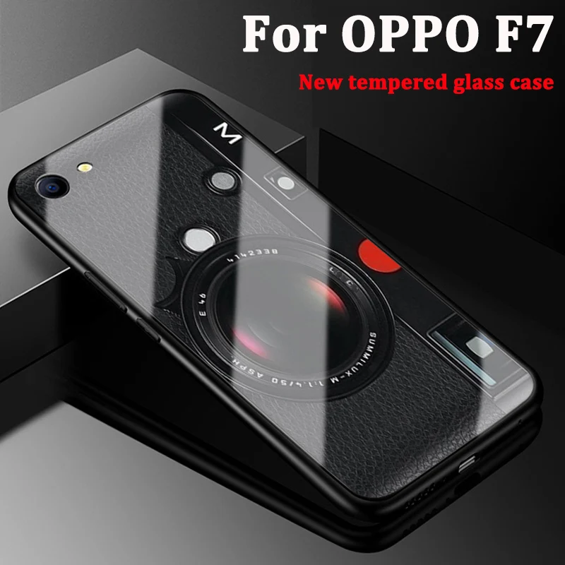 Роскошные Ретро Мультфильм закаленное Стекло задняя крышка для OPPO F7 Защитные
