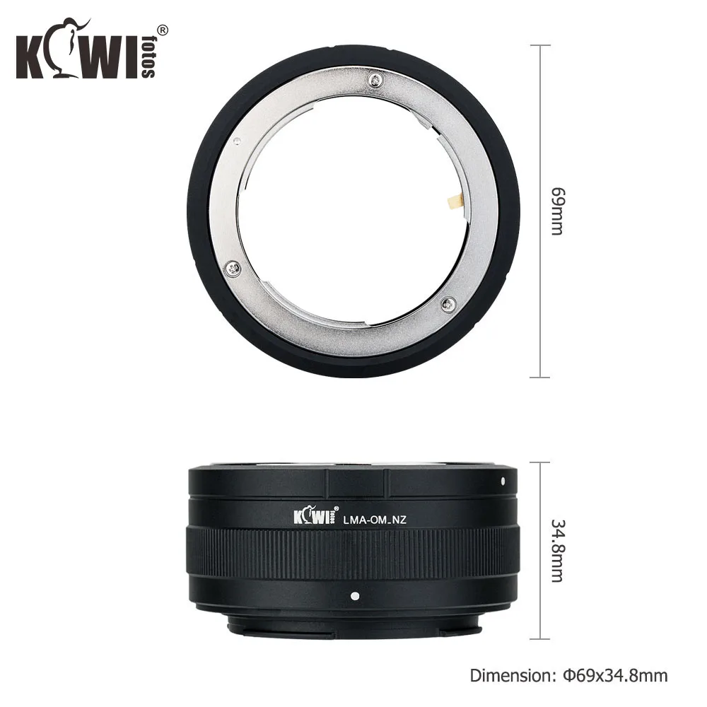 KIWIFOTOS LMA-OM_NZ переходное кольцо для объектива Olympus OM крепление для Nikon Z крепление из алюминиевого сплава 69x34,8 мм