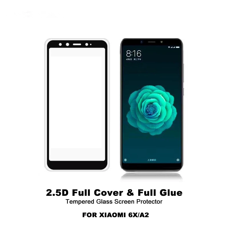 KIYLCZXYCM For Xiaomi 6 X Full coverage Tempered Glass Screen Protector 2.5D 9h Safety Protective Film xiaomi 6x//A2 10 pcs | Мобильные