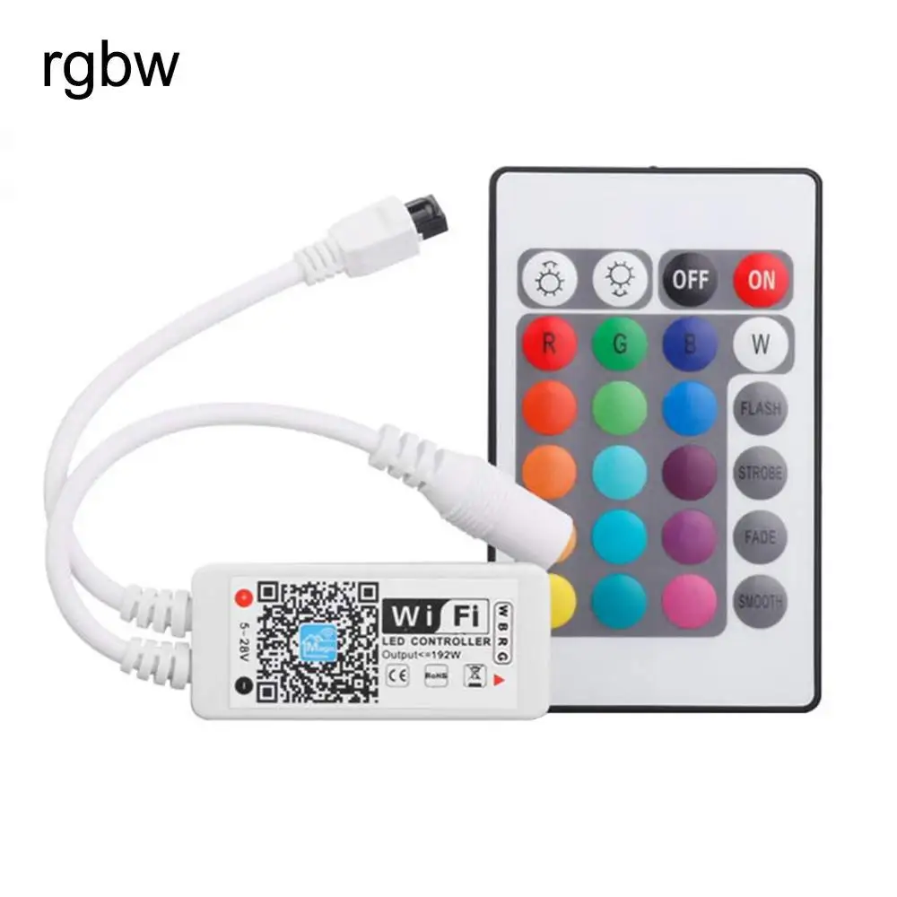 24Key IR WiFi 12 В постоянного тока Гибкая RGBW RGBWW WiFi Светодиодная лента работает с Amazon Alexa Google Home IFFFT SMD 5050 Светодиодный светильник с канатом+ 12 В 5A адаптер питания - Испускаемый цвет: 24Key IR WiFi