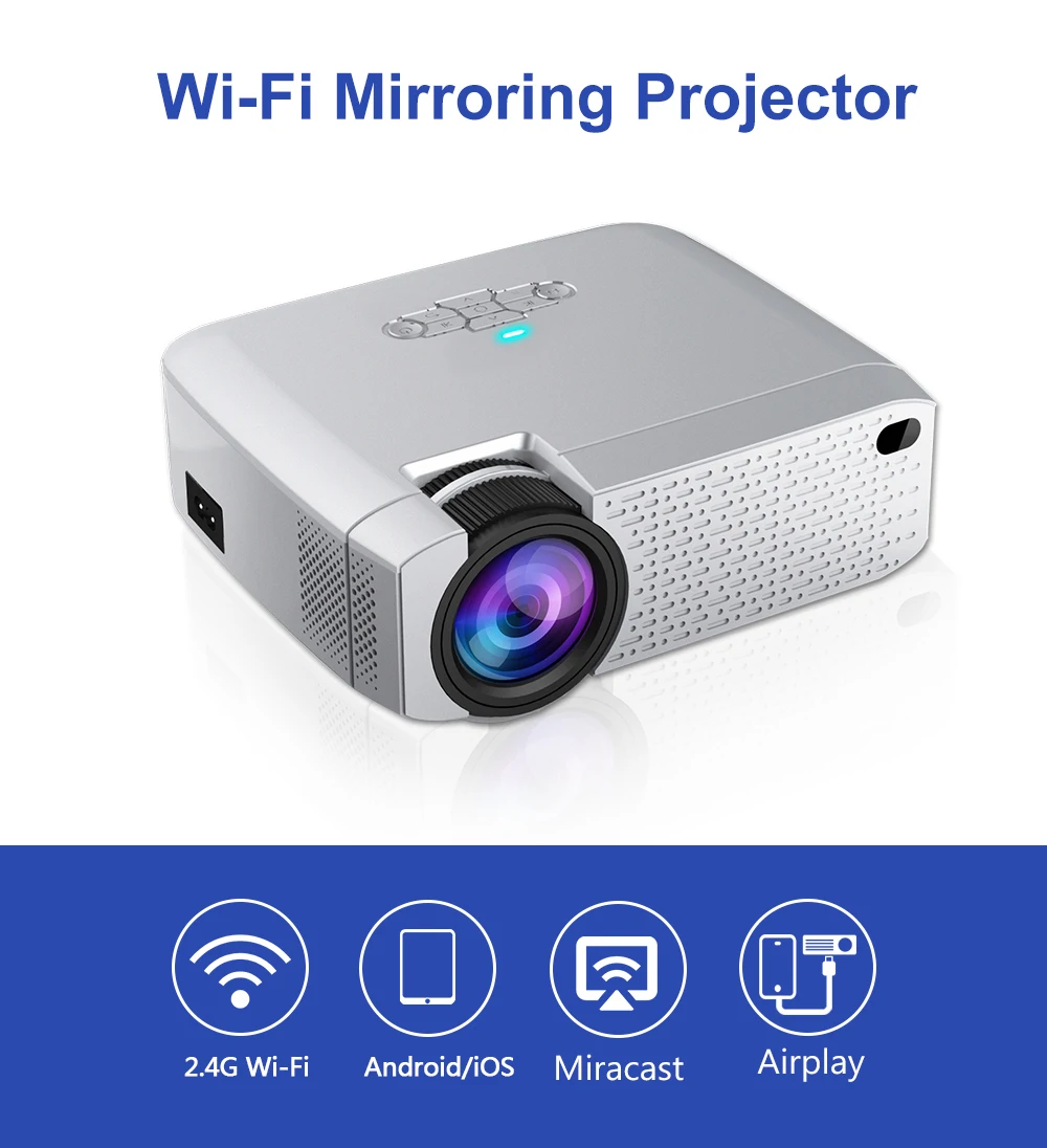 AUN D40W мини-проектор, Поддержка IOS/Android телефон беспроводной синхронизация дисплей, светодиодный проектор для 720P домашнего кинотеатра, 3D проектор