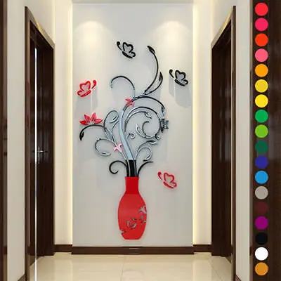 3D Vase Flower Tree Plastic Wall Sticker Home Room TV Decor Vinyl Decal Mural | Дом и сад