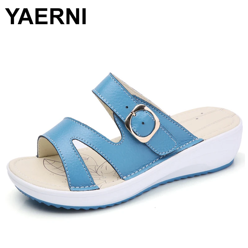

YAERNI 2021 Summer women flat sandals Shoes black white beach slippers round toe comfortable sandals flip flops female shoes
