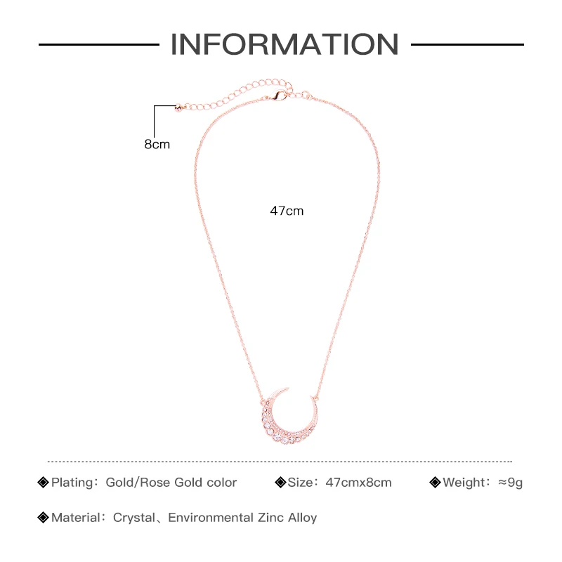 3 цвета стразы ожерелье с Луной простая мода короткая цепочка макси подвеска