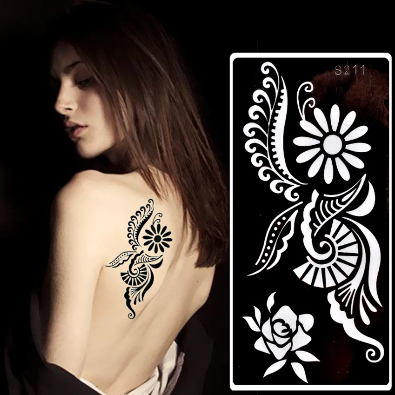 20 шт. черный большой цветок боди-арт водонепроницаемые временные сексуальные