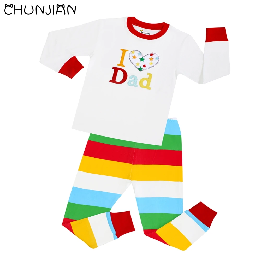 Модные пижамные комплекты для мальчиков и девочек детские пижамы I love Dad Детская